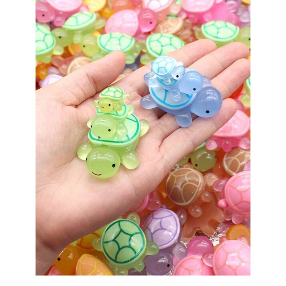 100pcs Luminous Mini Turtle Resin Halloween Decoration Christmas Decor